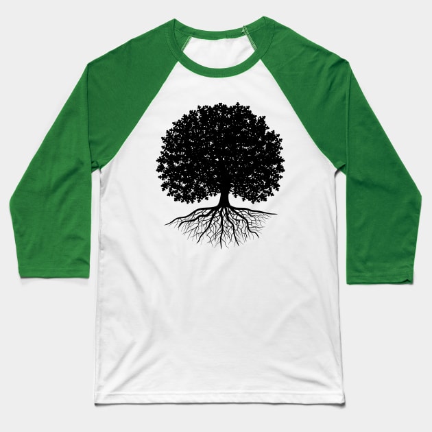 Oak Tree Silhouette Baseball T-Shirt by SWON Design